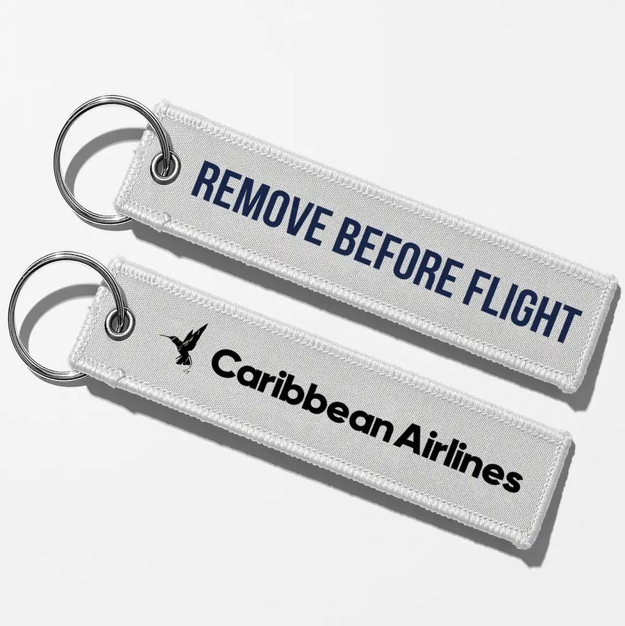 Caribbean Airlines Crew & Staff Tag Key Chains - White - Remove Before Flight
