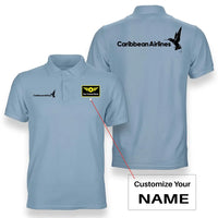 Thumbnail for Caribbean Airlines logo on light blue + name double side polo t shirt