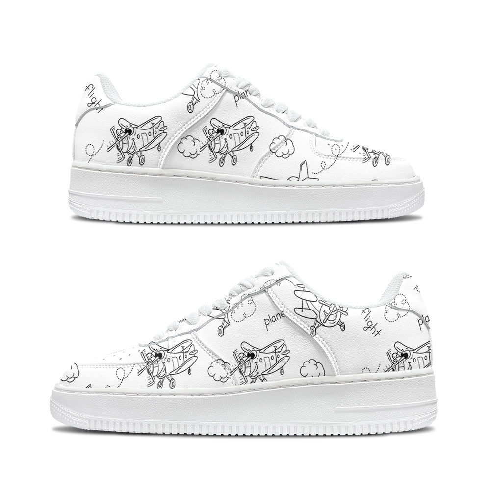 Cartoon Planes Designed Low Top Sport Sneakers & Shoes