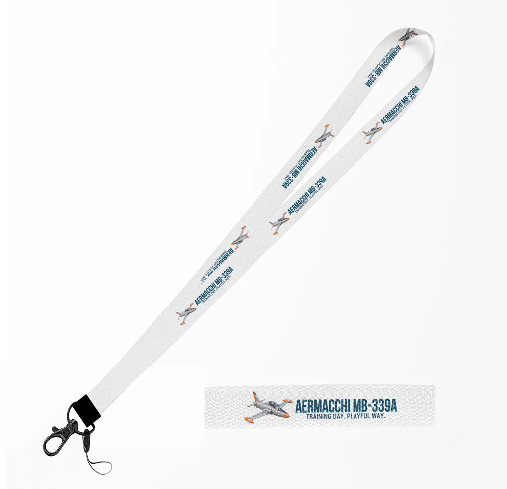 Cartoon Aermacchi MB-339A lanyard - white