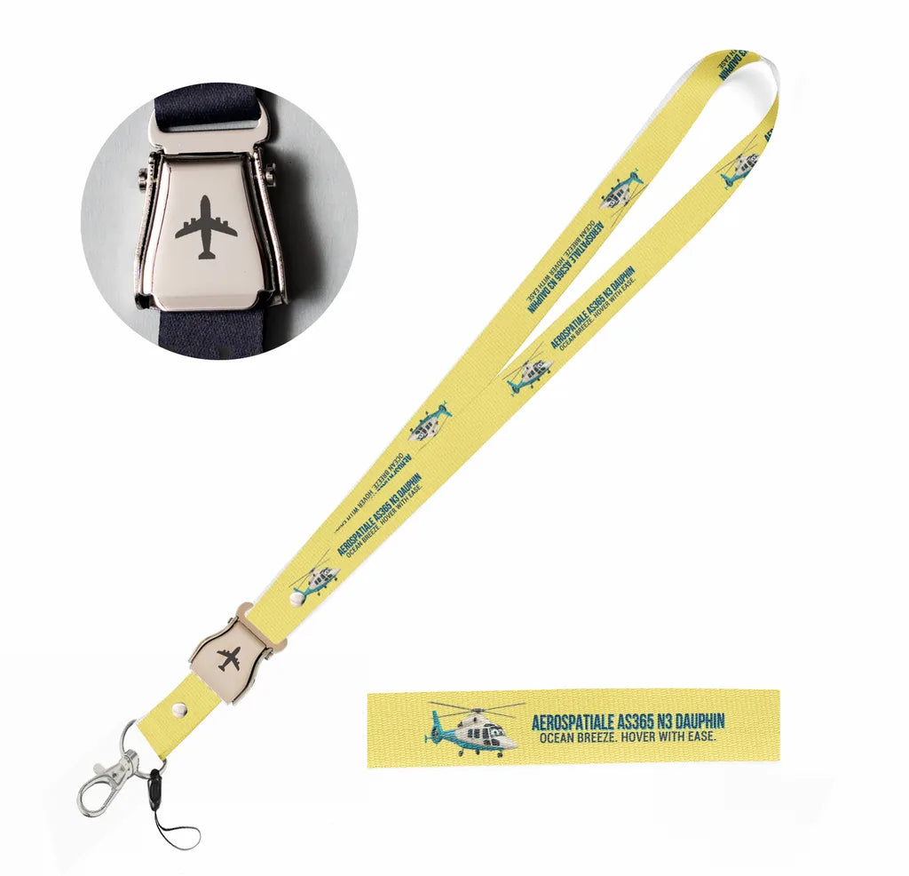 Cartoon Aerospatiale AS365 N3 Dauphin seat belt lanyard - yellow