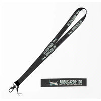 Thumbnail for Cartoon Airbus A220-100 lanyard - black