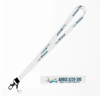 Cartoon Airbus A220-300 lanyard - white