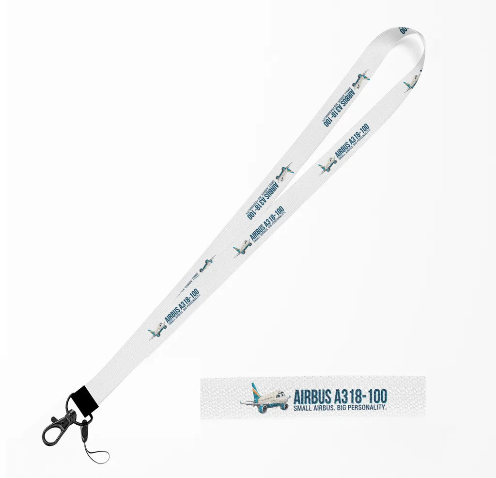 Cartoon Airbus A318-100 lanyard - white