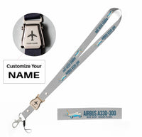Thumbnail for Cartoon Airbus A330-300 seat belt lanyard - light gray with name