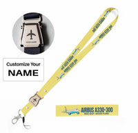 Thumbnail for Cartoon Airbus A330-300 seat belt lanyard - yellow with name