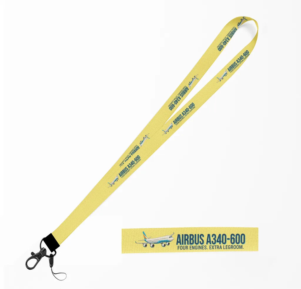 Cartoon Airbus A340-600 lanyard - yellow