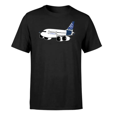 Cartoon Airbus A340 design on black single side
