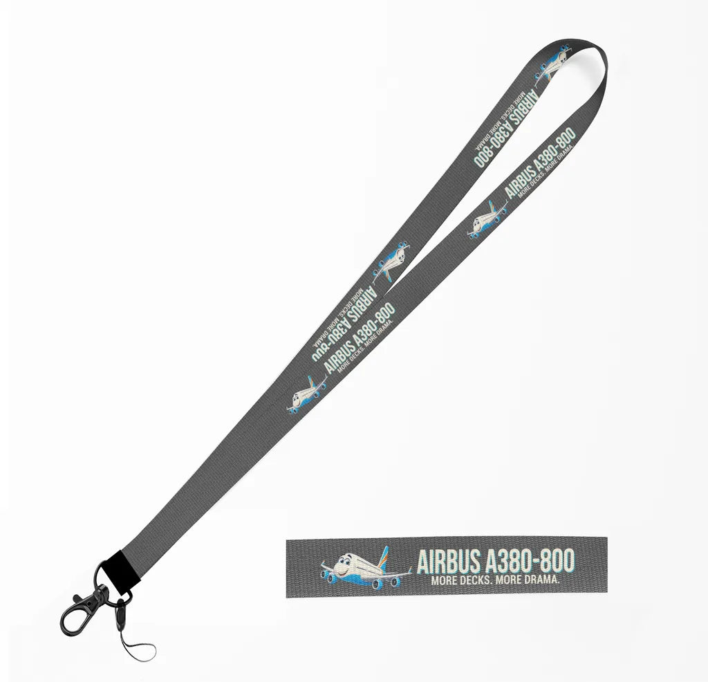 Cartoon Airbus A380-800 lanyard - gray