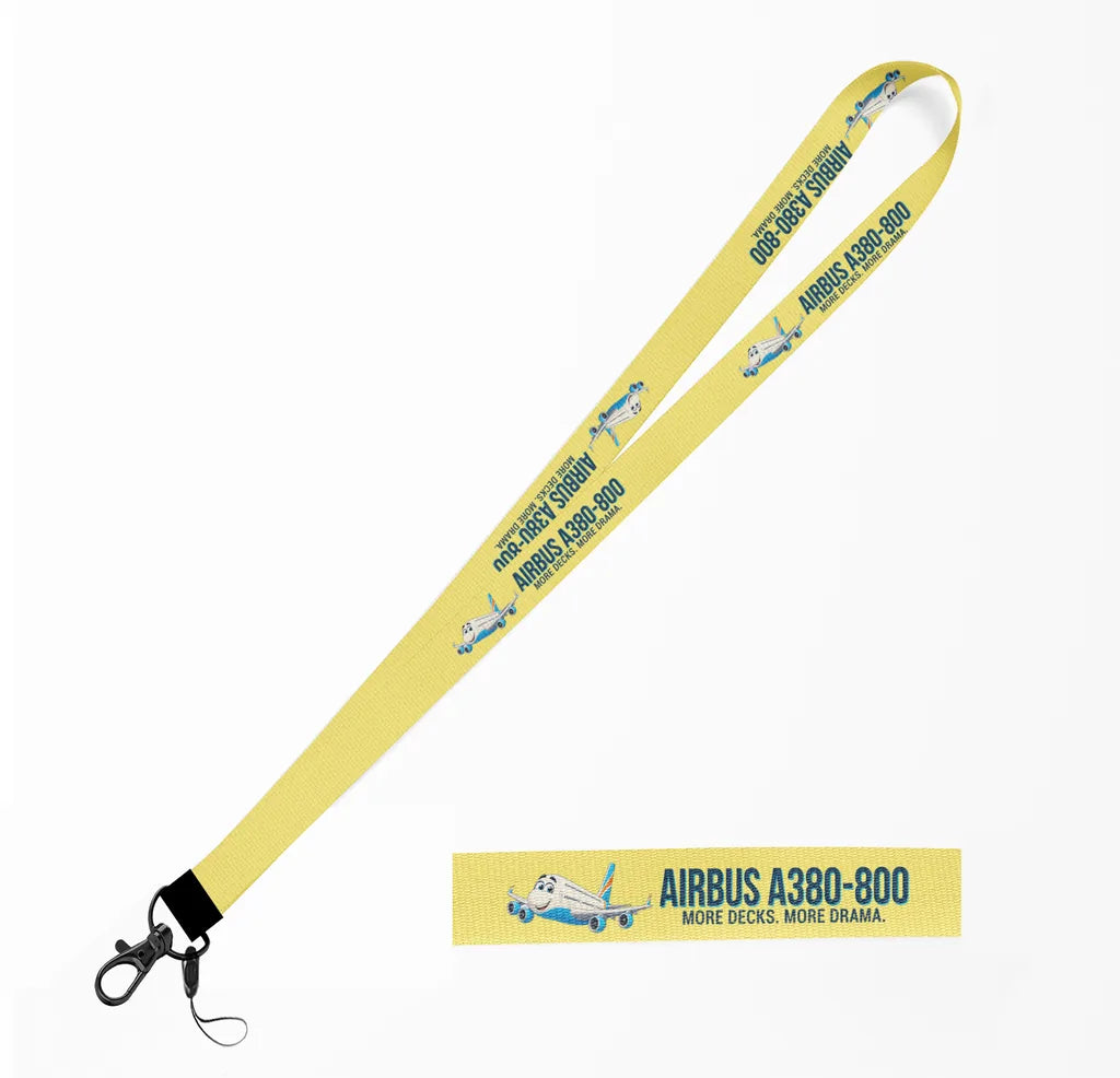 Cartoon Airbus A380-800 lanyard - yellow
