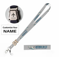 Thumbnail for Cartoon Antonov An-22 seat belt lanyard - light gray with name