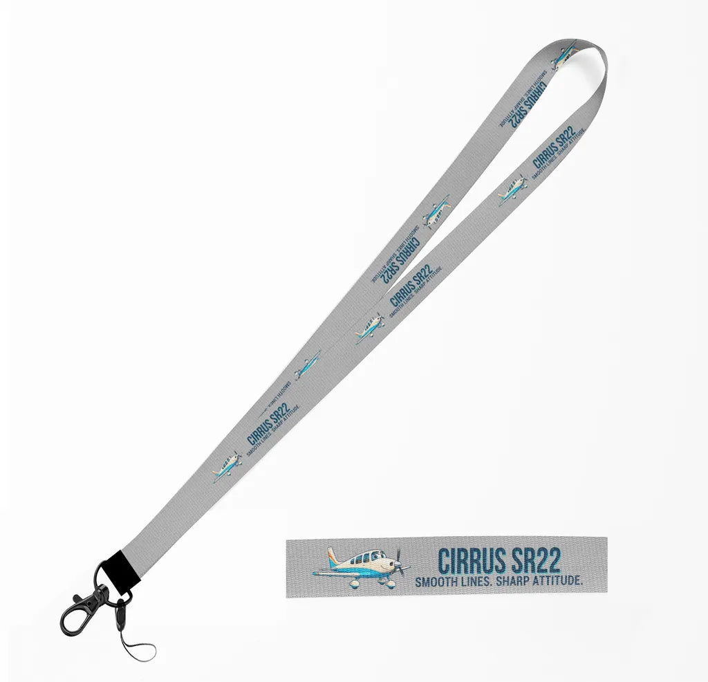 Cartoon Cirrus SR22 lanyard - light gray