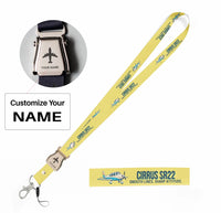 Thumbnail for Cartoon Cirrus SR22 seat belt lanyard - yellow with name