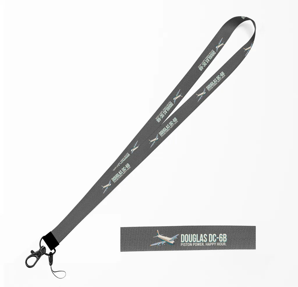 Cartoon Douglas DC-6B lanyard - gray