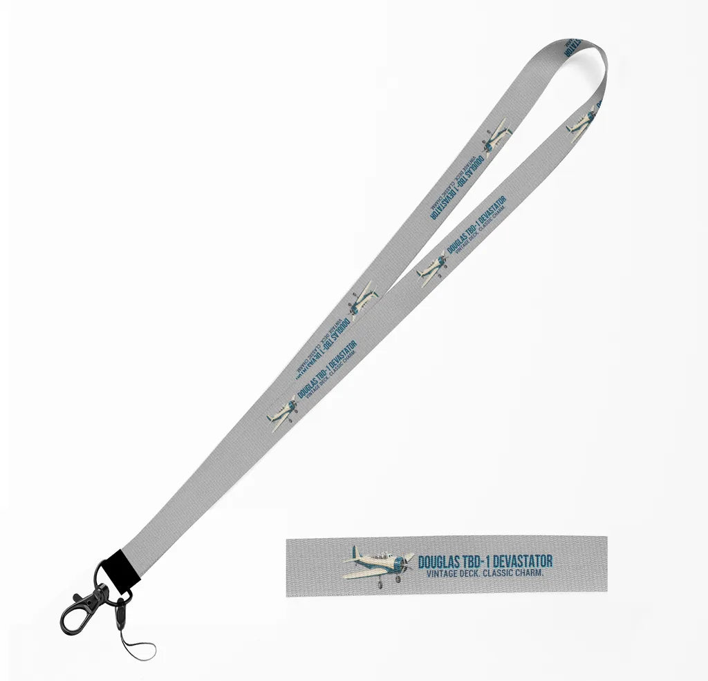Cartoon Douglas TBD-1 Devastator lanyard - light gray