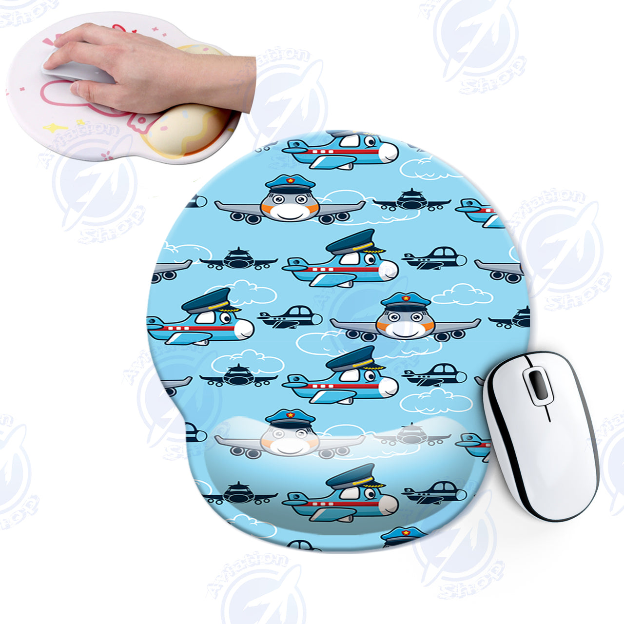 Cartoon & Funny Airplanes Designed Ergonomic Mouse Pads