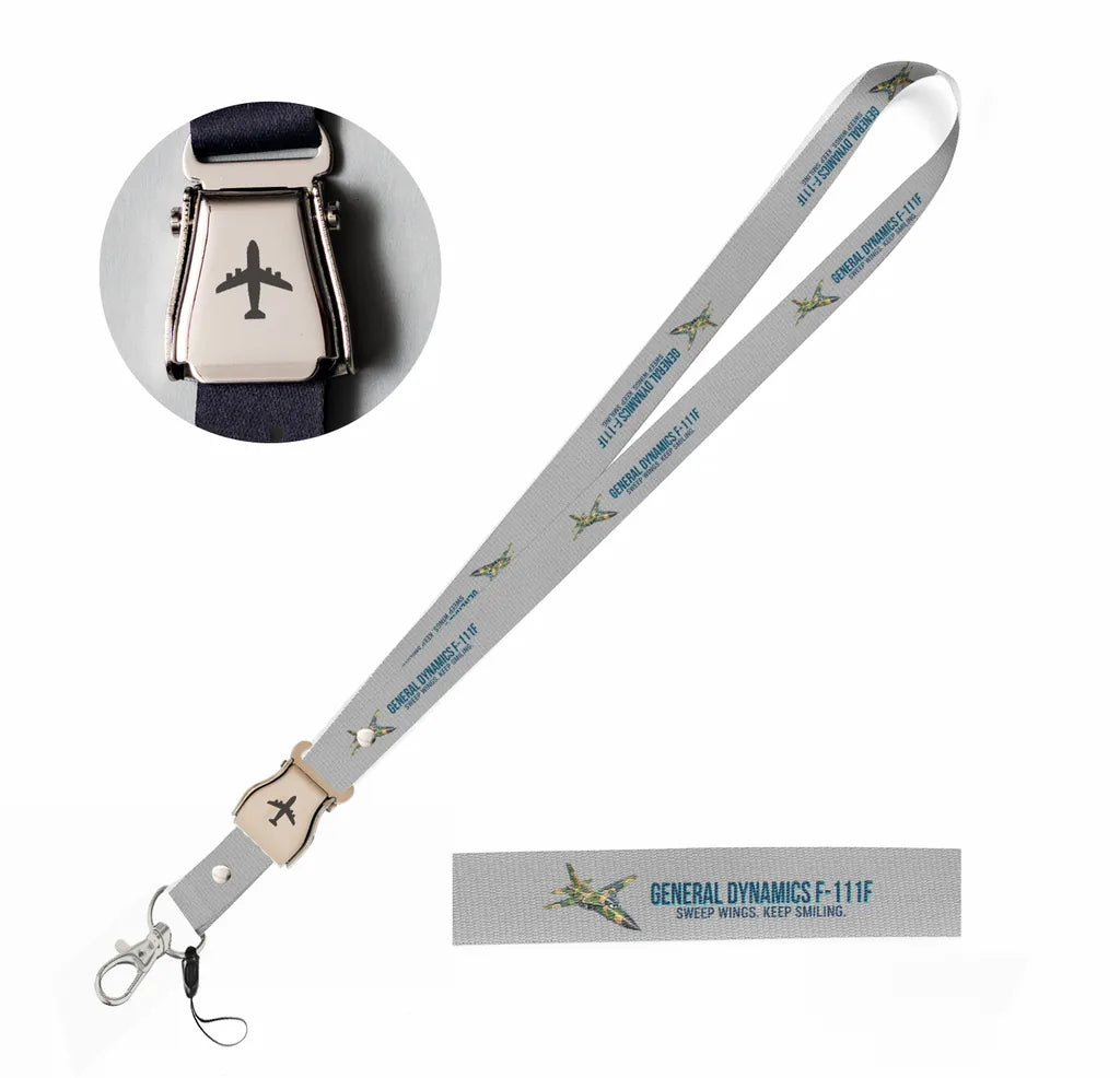 Cartoon General Dynamics F-111F seat belt lanyard - light gray
