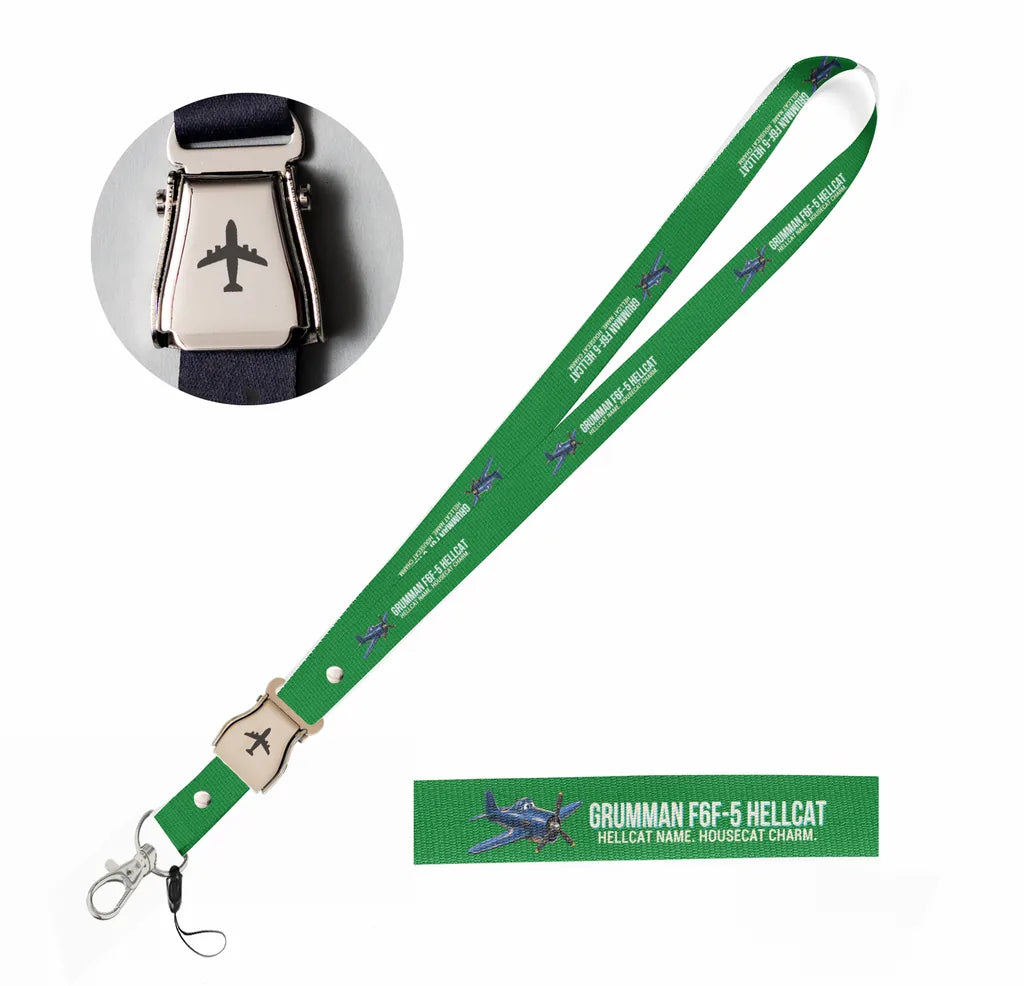Cartoon Grumman F6F-5 Hellcat seat belt lanyard - green