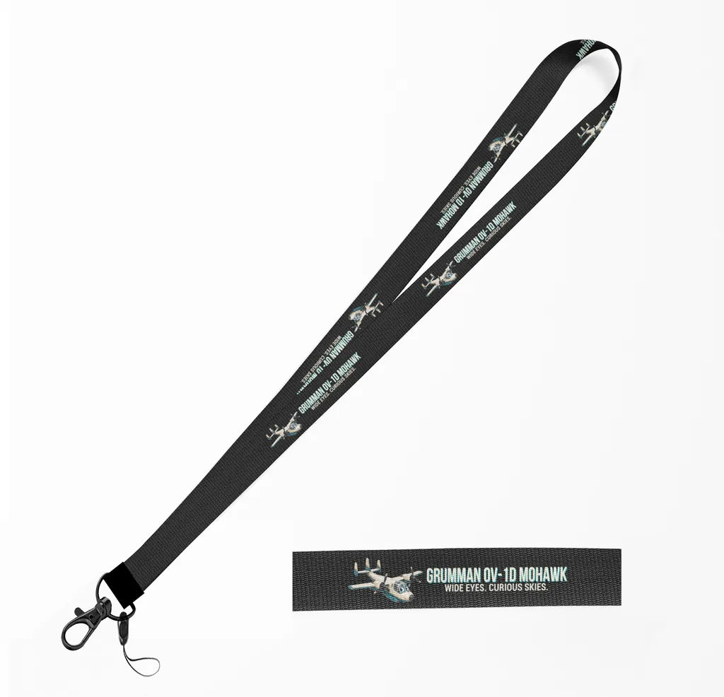 Cartoon Grumman OV-1D Mohawk lanyard - black