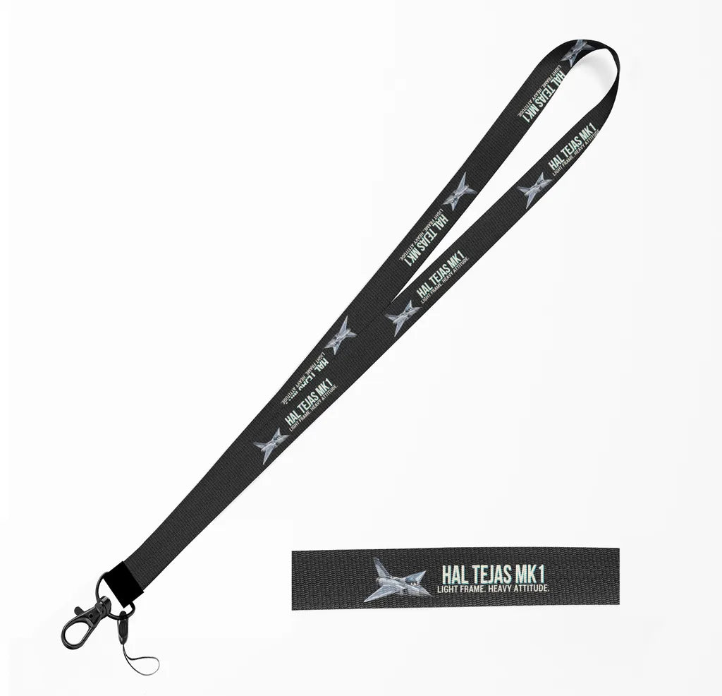 Cartoon HAL Tejas Mk1 lanyard - black