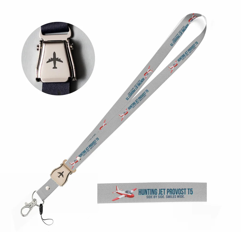 Cartoon Hunting Jet Provost T5 seat belt lanyard - light gray