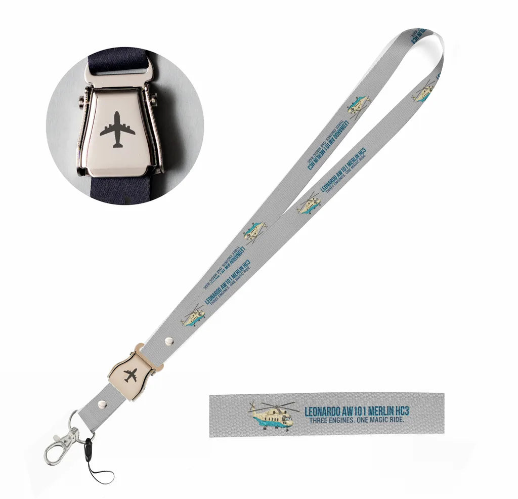 Cartoon Leonardo AW101 Merlin HC3 seat belt lanyard - light gray