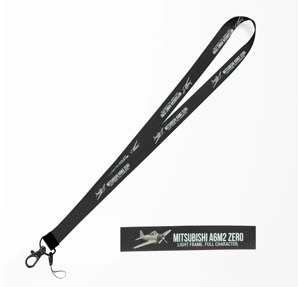 Cartoon Mitsubishi A6M2 Zero lanyard - black