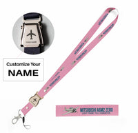 Thumbnail for Cartoon Mitsubishi A6M2 Zero seat belt lanyard - pink with name