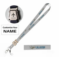 Thumbnail for Cartoon P-38L Lightning seat belt lanyard - light gray with name