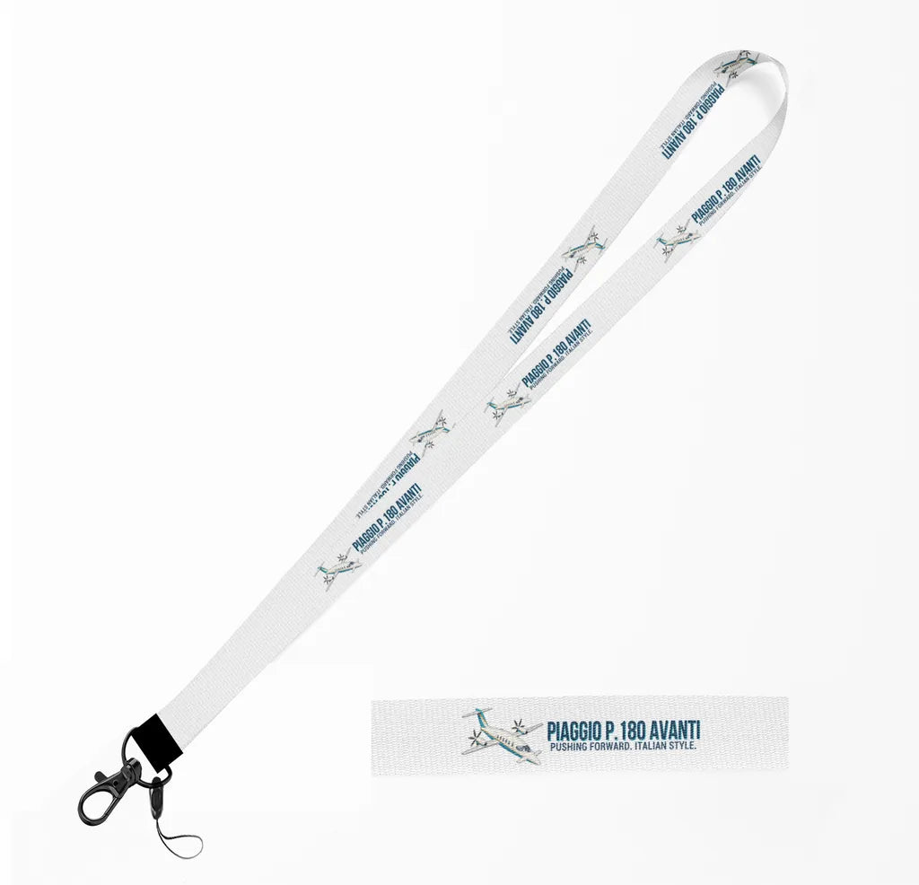 Cartoon Piaggio P.180 Avanti EVO lanyard - white
