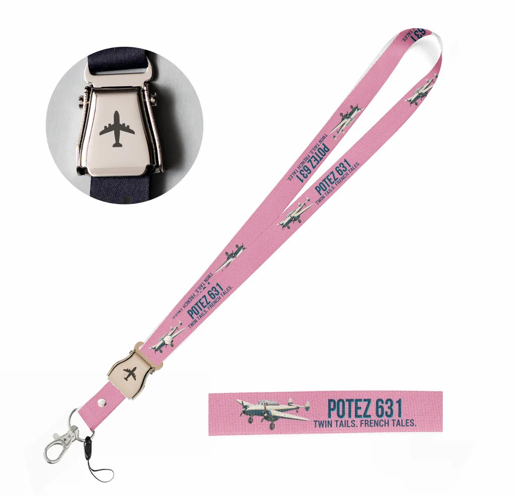 Cartoon Potez 631 seat belt lanyard - pink