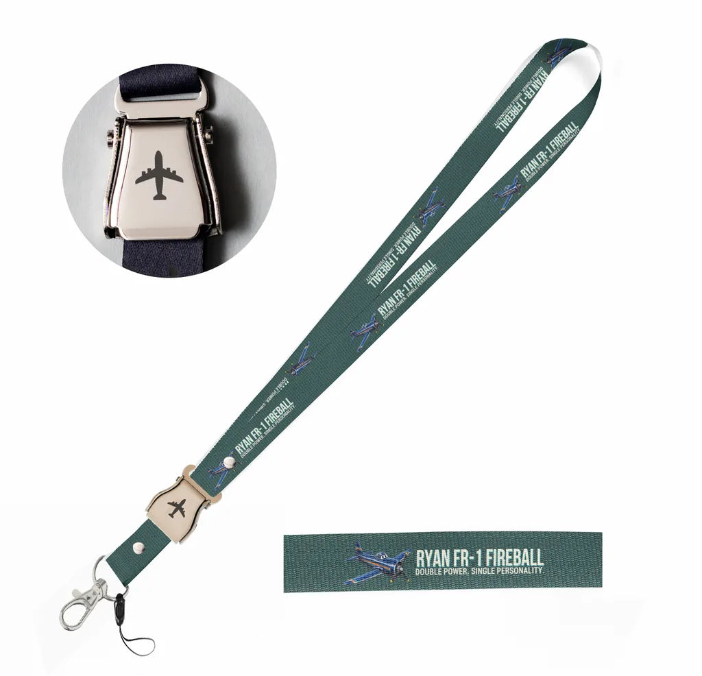 Cartoon Ryan FR-1 Fireball seat belt lanyard - dark green