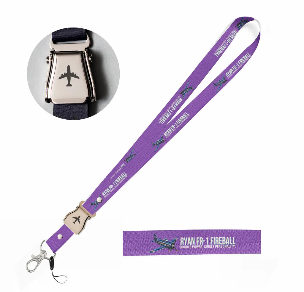 Cartoon Ryan FR-1 Fireball seat belt lanyard - purple