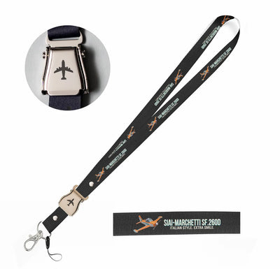 Cartoon SIAI-Marchetti SF.260D seat belt lanyard - black