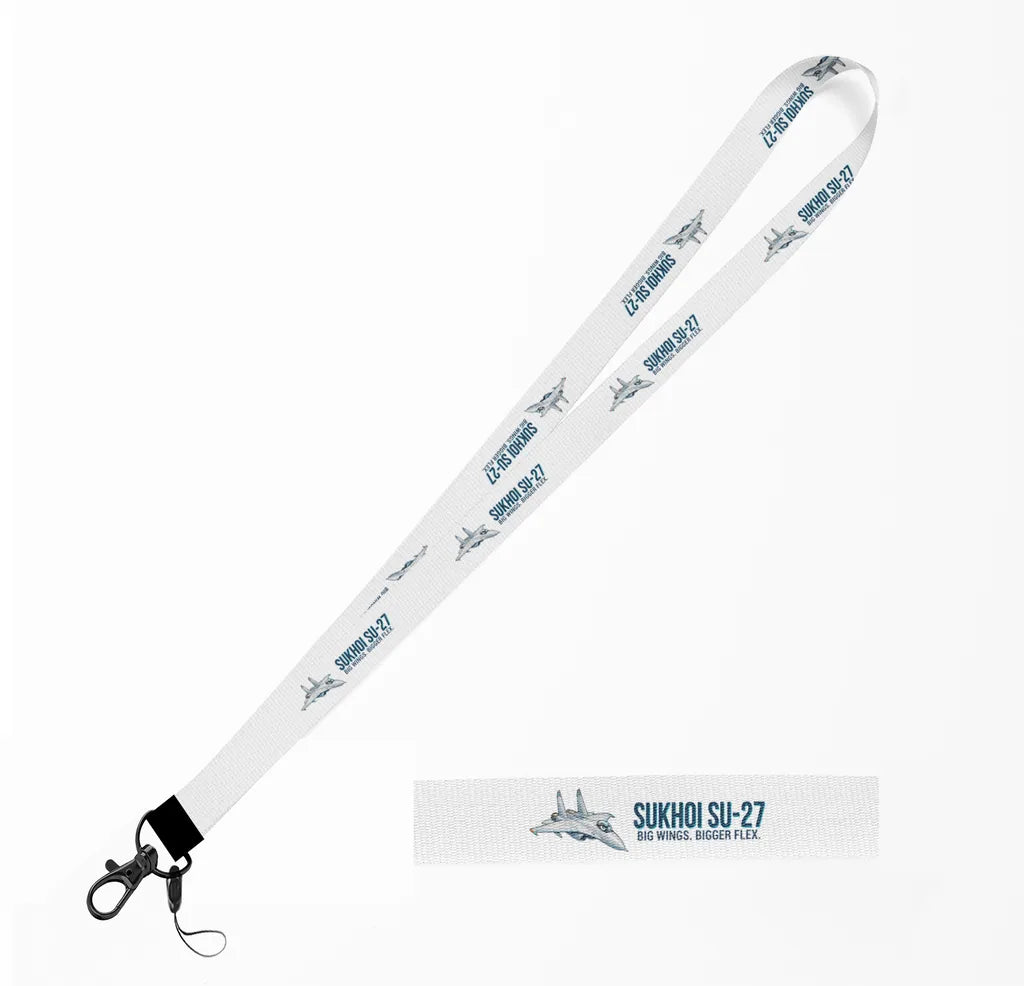 Cartoon Sukhoi Su-27 lanyard - white