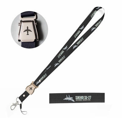 Cartoon Sukhoi Su-27 seat belt lanyard - black
