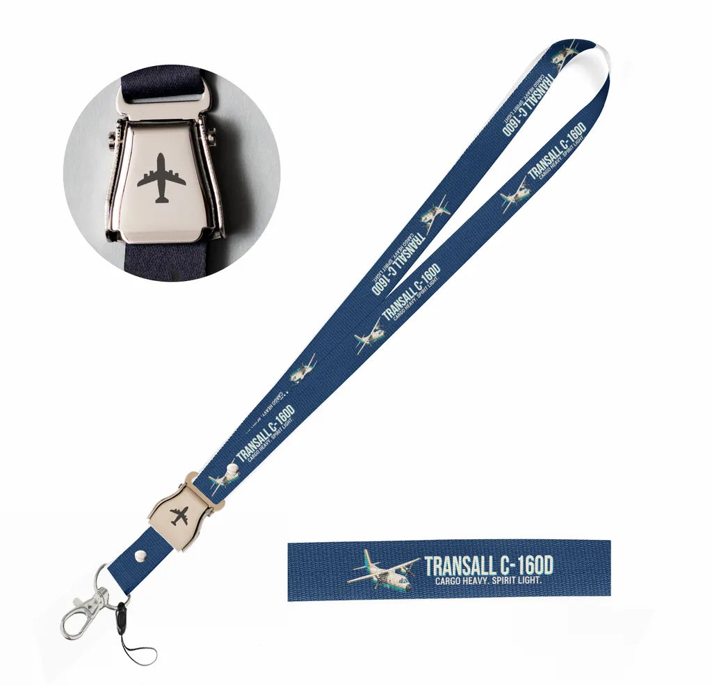 Cartoon Transall C-160D seat belt lanyard - dark blue