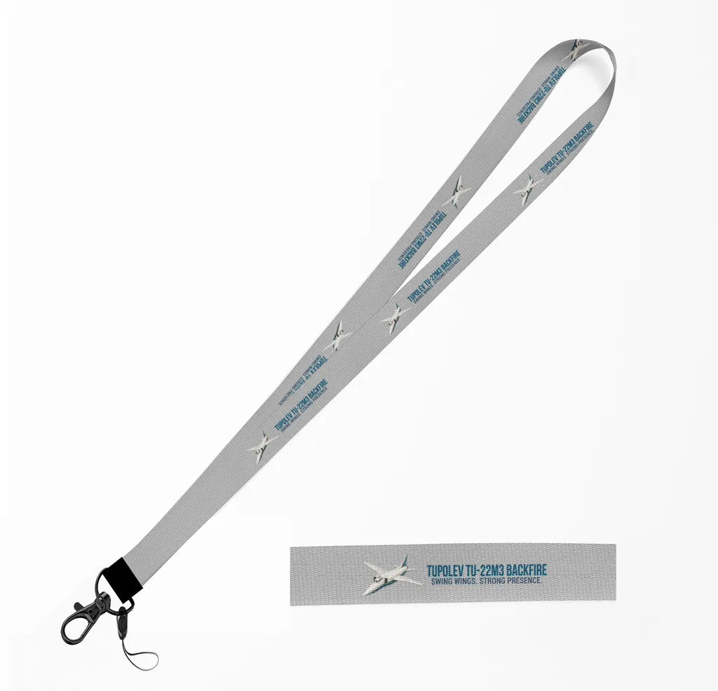 Cartoon Tupolev Tu-22M3 Backfire lanyard - light gray