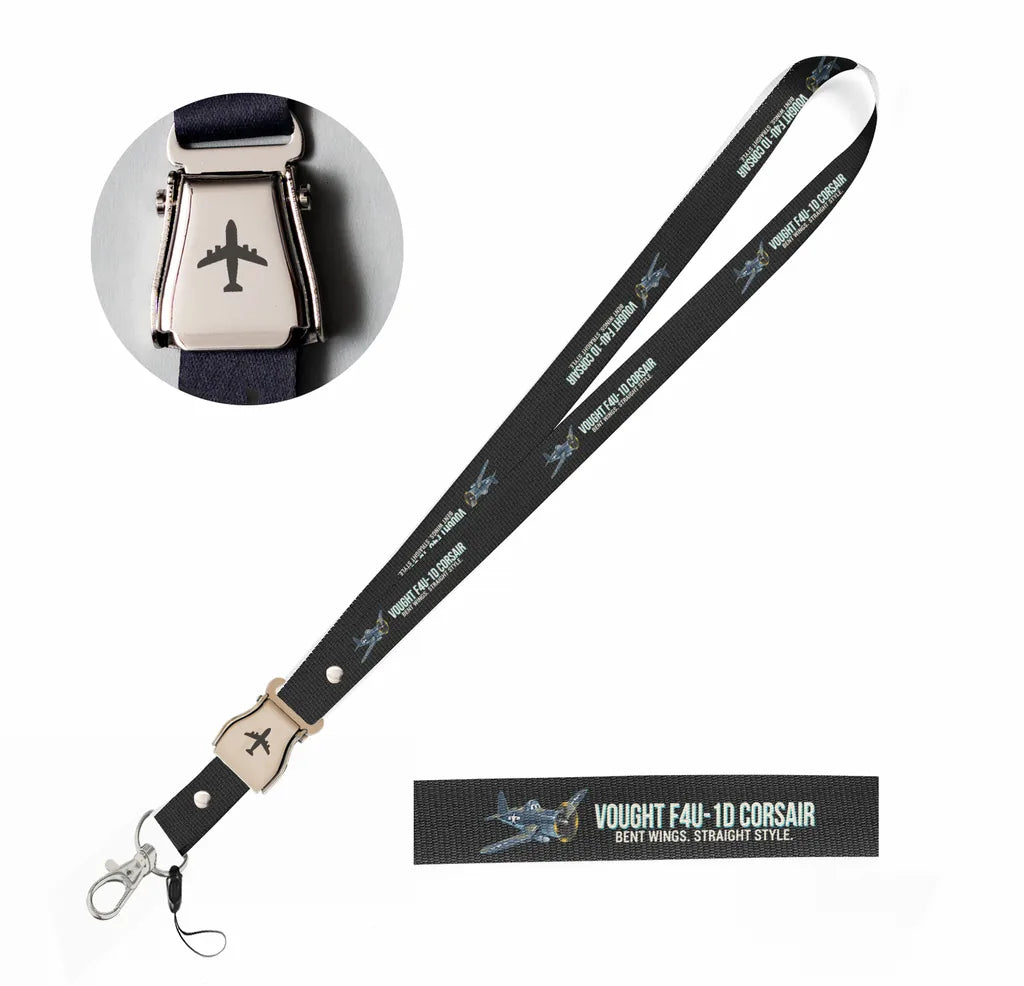 Cartoon Vought F4U-1D Corsair seat belt lanyard - black