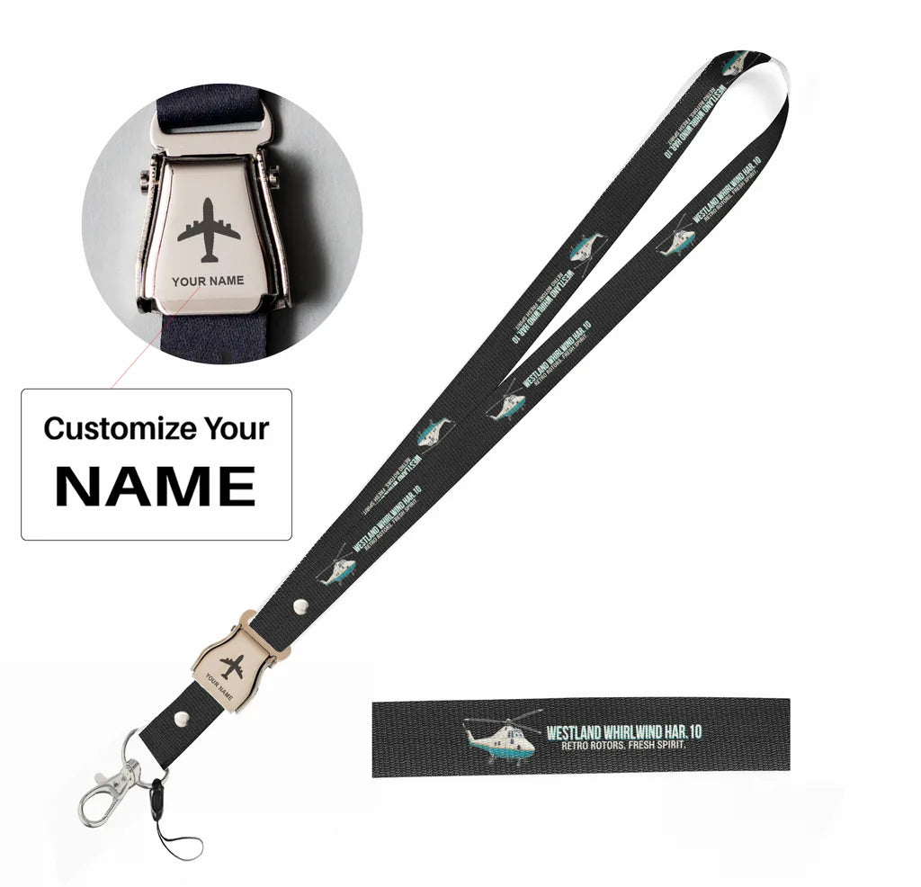 Cartoon Westland WHIRLWIND HAR.10 seat belt lanyard - black with name