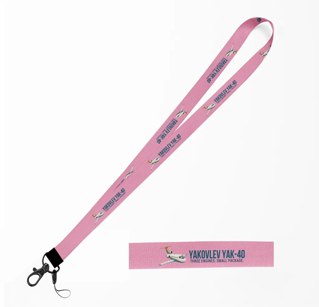 Cartoon Yakovlev Yak-40 lanyard - pink