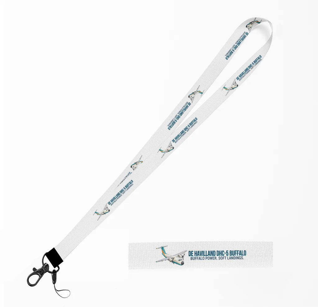 Cartoon de Havilland DHC-5 Buffalo lanyard - white