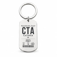 Thumbnail for Catania-Fontanarossa Airport CTA - Key Chain - Boarding Pass Style - Silver
