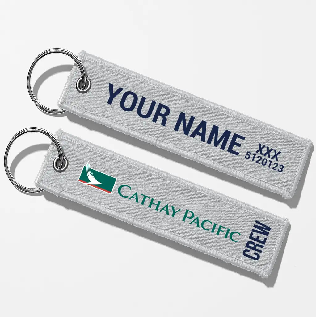 Cathay Pacific Crew & Staff Tag Key Chains - Light Gray - Crew + Name