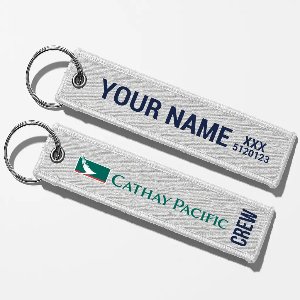 Cathay Pacific Crew & Staff Tag Key Chains - White - Crew + Name