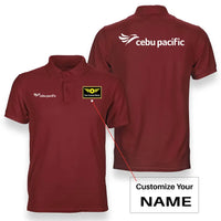 Thumbnail for Cebu Pacific logo on red + name double side polo t shirt