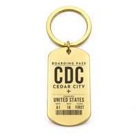 Thumbnail for Cedar City Regional Airport CDC - Key Chain - Boarding Pass Style - Gold