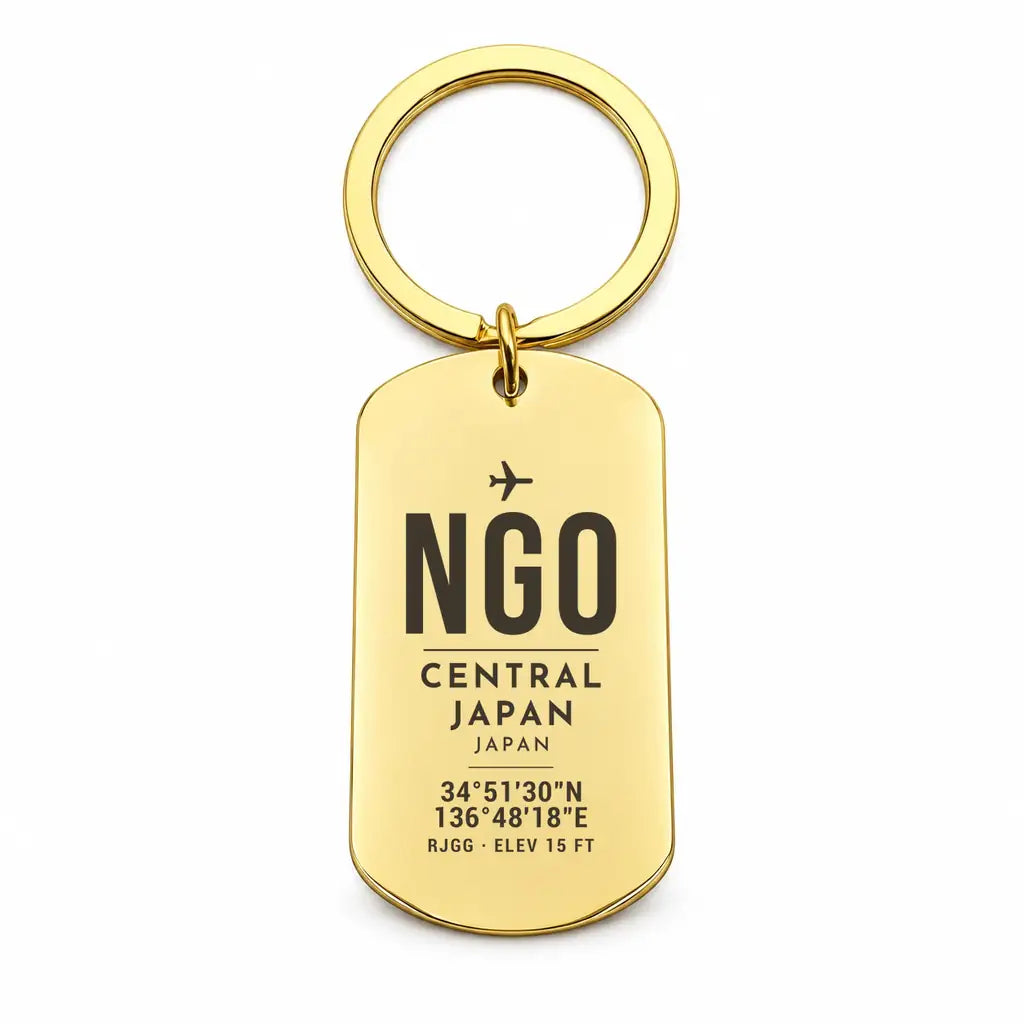 Central Japan International Airport NGO - Key Chain - Original Design - Gold
