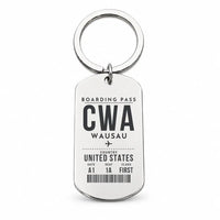 Thumbnail for Central Wisconsin Airport CWA — Wausau - Key Chain - Boarding Pass Style - Silver