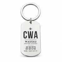 Thumbnail for Central Wisconsin Airport CWA — Wausau - Key Chain - Original Design - Silver